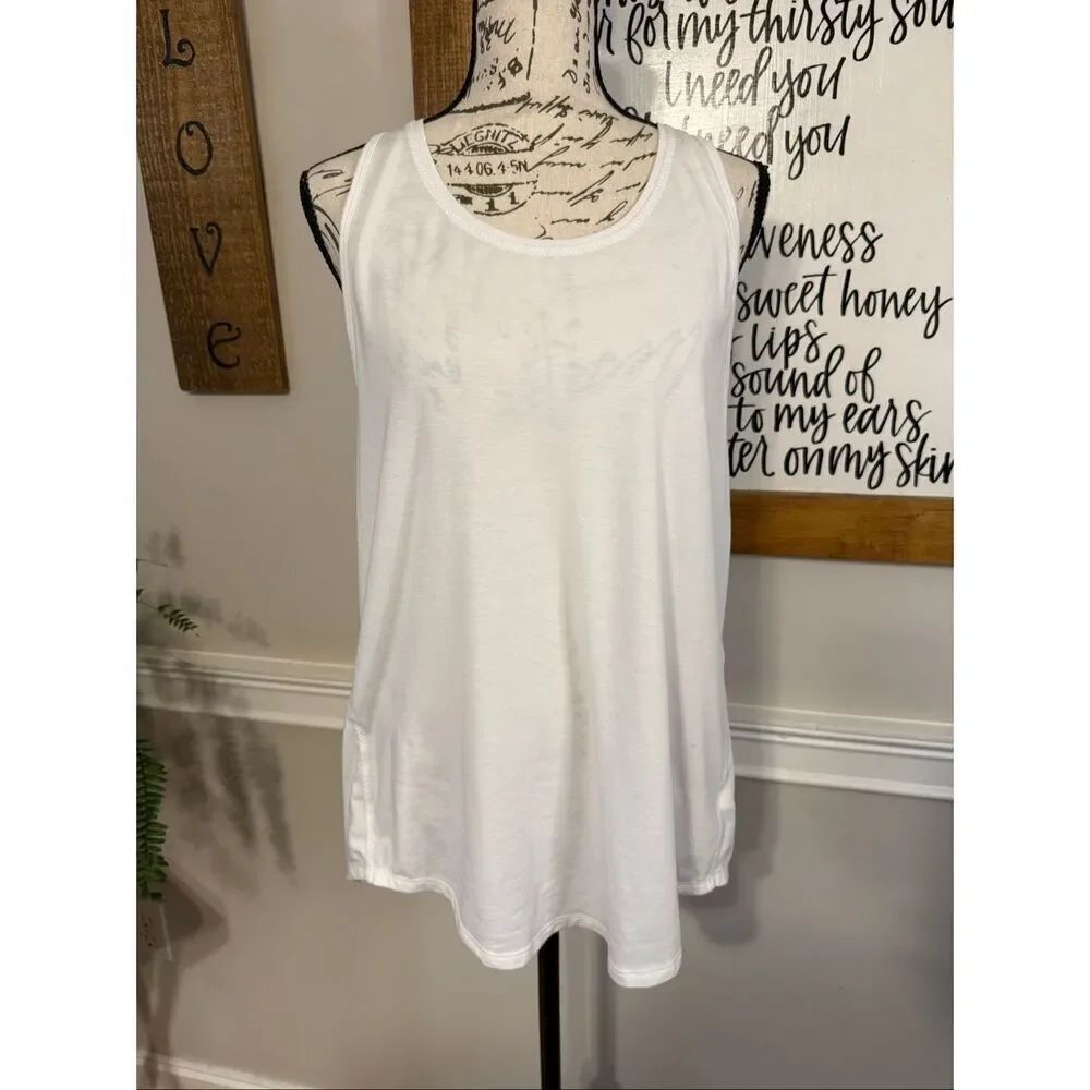 Athleta Women's Sleeveless Cut-Out Criss-Cross Back Workout Tank Top White XL